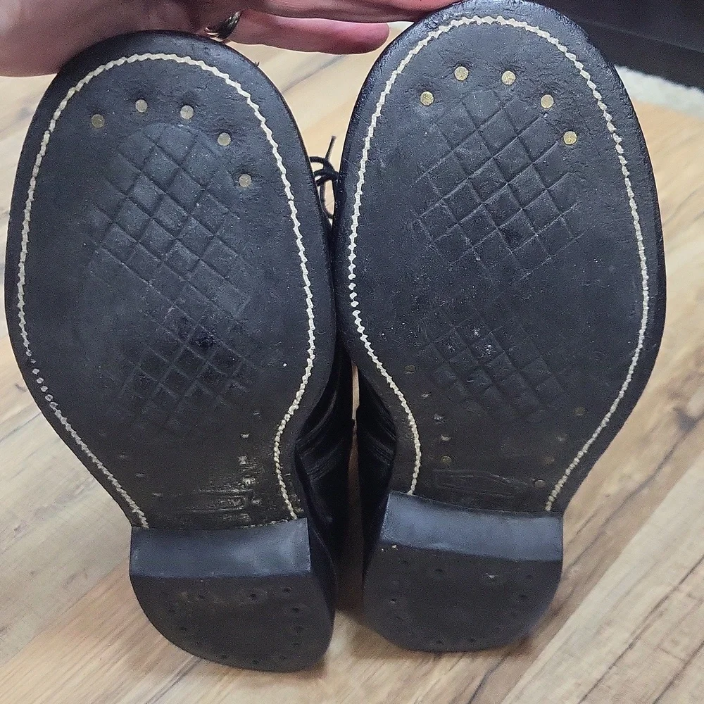 Vintage BF GOODRICH Black Steel Toe Laced Goodyear Heel Combat Boots - 8W - Picture 13 of 16